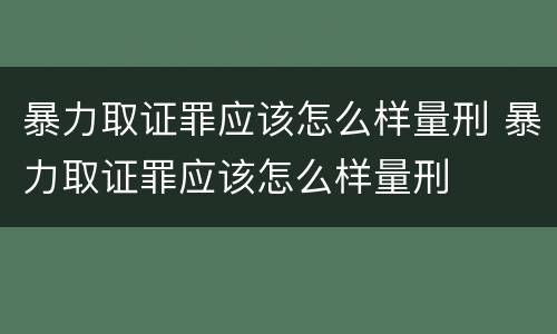 暴力取证罪应该怎么样量刑 暴力取证罪应该怎么样量刑