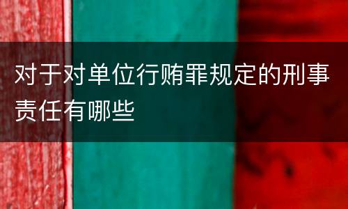 对于对单位行贿罪规定的刑事责任有哪些