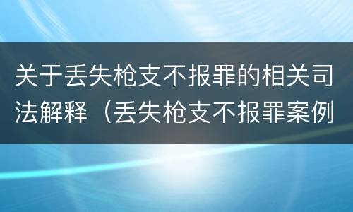 关于丢失枪支不报罪的相关司法解释（丢失枪支不报罪案例）