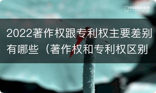 2022著作权跟专利权主要差别有哪些（著作权和专利权区别）