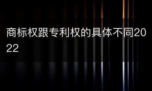 商标权跟专利权的具体不同2022