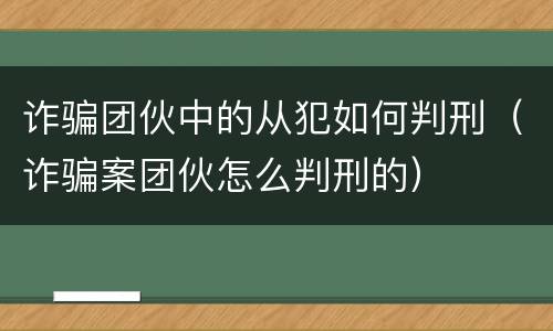 诈骗团伙中的从犯如何判刑（诈骗案团伙怎么判刑的）