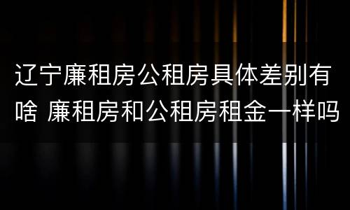 辽宁廉租房公租房具体差别有啥 廉租房和公租房租金一样吗