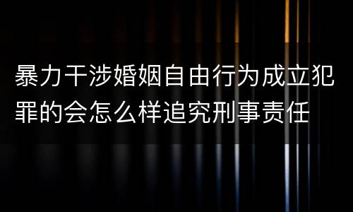 暴力干涉婚姻自由行为成立犯罪的会怎么样追究刑事责任