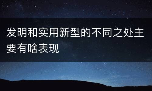 发明和实用新型的不同之处主要有啥表现