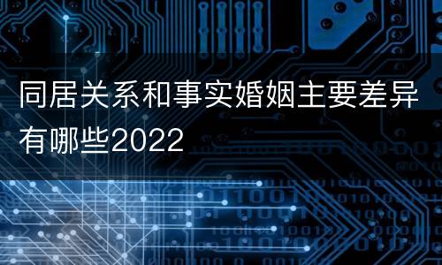 同居关系和事实婚姻主要差异有哪些2022