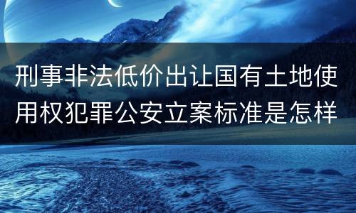 刑事非法低价出让国有土地使用权犯罪公安立案标准是怎样规定