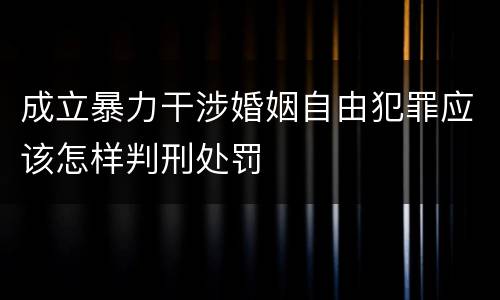 成立暴力干涉婚姻自由犯罪应该怎样判刑处罚