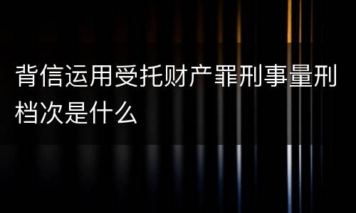 背信运用受托财产罪刑事量刑档次是什么