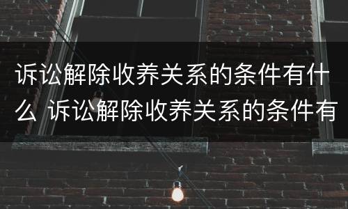 诉讼解除收养关系的条件有什么 诉讼解除收养关系的条件有什么规定