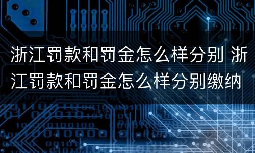 浙江罚款和罚金怎么样分别 浙江罚款和罚金怎么样分别缴纳