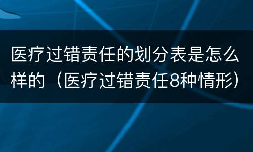 医疗过错责任的划分表是怎么样的（医疗过错责任8种情形）