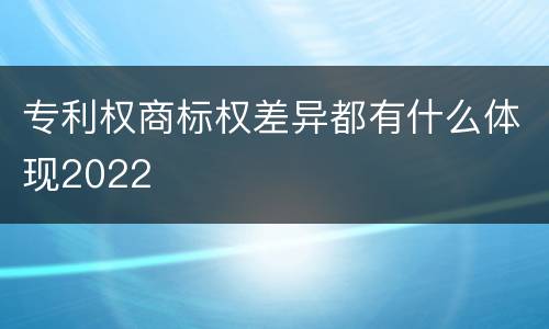 专利权商标权差异都有什么体现2022