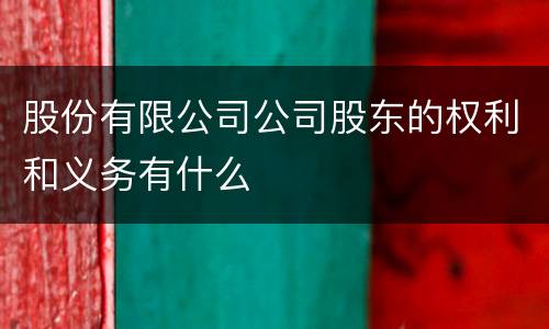 股份有限公司公司股东的权利和义务有什么