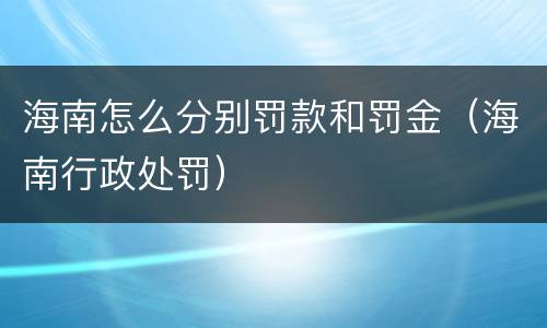 海南怎么分别罚款和罚金（海南行政处罚）