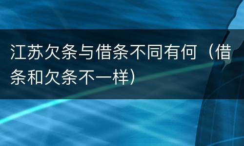 江苏欠条与借条不同有何（借条和欠条不一样）