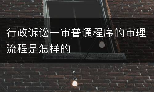 行政诉讼一审普通程序的审理流程是怎样的