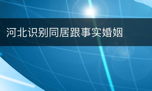 河北识别同居跟事实婚姻