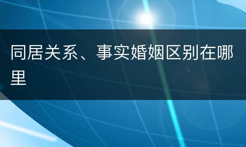 同居关系、事实婚姻区别在哪里