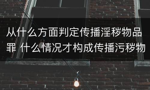 从什么方面判定传播淫秽物品罪 什么情况才构成传播污秽物品罪