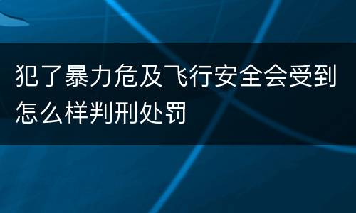 犯了暴力危及飞行安全会受到怎么样判刑处罚