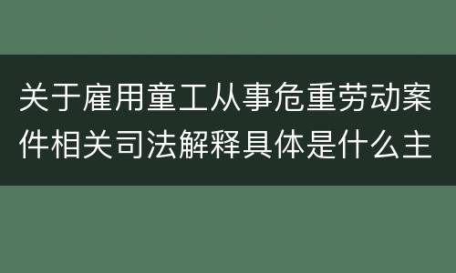 关于雇用童工从事危重劳动案件相关司法解释具体是什么主要规定