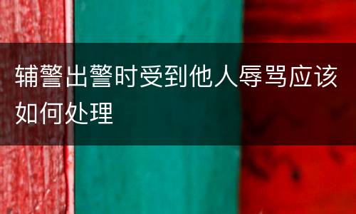 辅警出警时受到他人辱骂应该如何处理