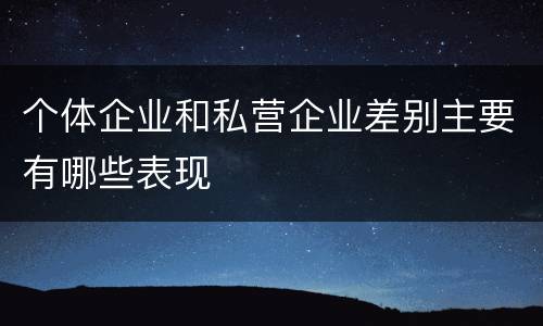 个体企业和私营企业差别主要有哪些表现