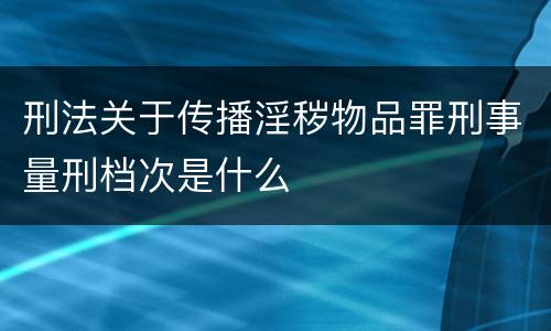 刑法关于传播淫秽物品罪刑事量刑档次是什么