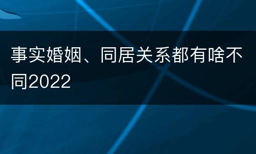 事实婚姻、同居关系都有啥不同2022