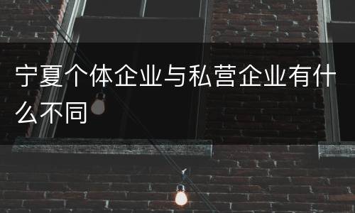 宁夏个体企业与私营企业有什么不同