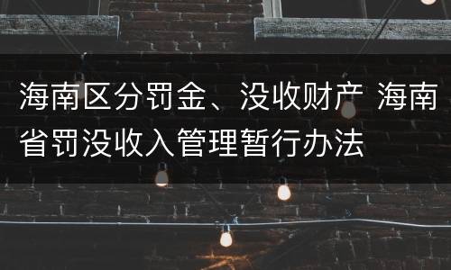 海南区分罚金、没收财产 海南省罚没收入管理暂行办法