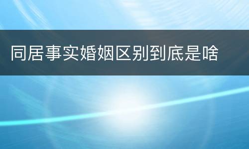 同居事实婚姻区别到底是啥