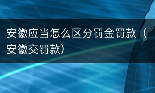 安徽应当怎么区分罚金罚款（安徽交罚款）