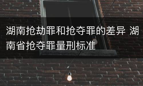 湖南抢劫罪和抢夺罪的差异 湖南省抢夺罪量刑标准