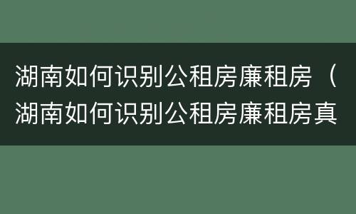 湖南如何识别公租房廉租房（湖南如何识别公租房廉租房真假）