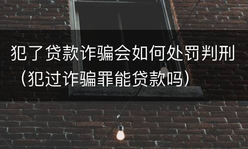 犯了贷款诈骗会如何处罚判刑（犯过诈骗罪能贷款吗）