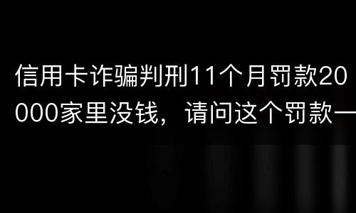 信用卡诈骗判刑11个月罚款20000家里没钱，请问这个罚款一定要还吗