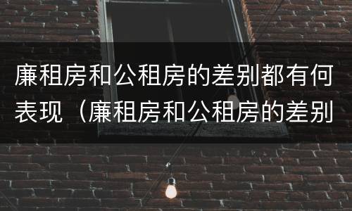 廉租房和公租房的差别都有何表现（廉租房和公租房的差别都有何表现呢）