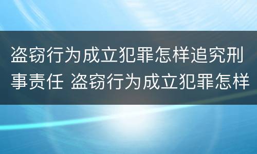 盗窃行为成立犯罪怎样追究刑事责任 盗窃行为成立犯罪怎样追究刑事责任案件