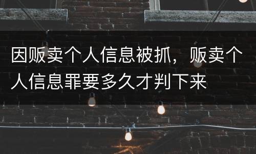 因贩卖个人信息被抓，贩卖个人信息罪要多久才判下来