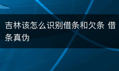 吉林该怎么识别借条和欠条 借条真伪