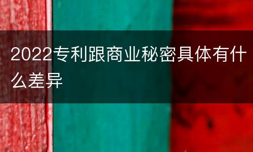 2022专利跟商业秘密具体有什么差异