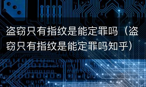 盗窃只有指纹是能定罪吗（盗窃只有指纹是能定罪吗知乎）