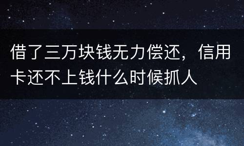 借了三万块钱无力偿还，信用卡还不上钱什么时候抓人