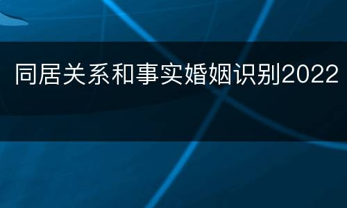 同居关系和事实婚姻识别2022