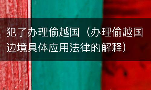 犯了办理偷越国（办理偷越国边境具体应用法律的解释）