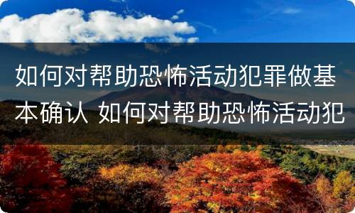 如何对帮助恐怖活动犯罪做基本确认 如何对帮助恐怖活动犯罪做基本确认的情形