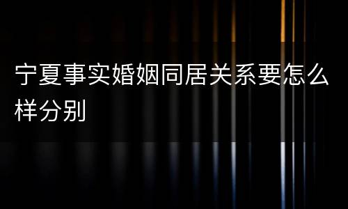 宁夏事实婚姻同居关系要怎么样分别