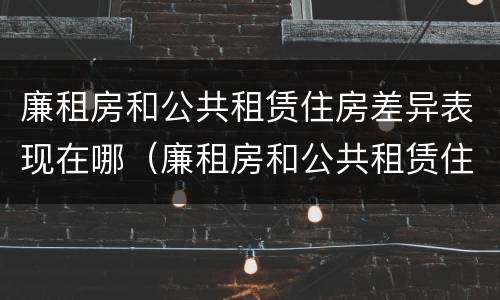 廉租房和公共租赁住房差异表现在哪（廉租房和公共租赁住房的区别）